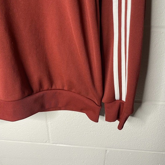 Adidas Long Sleeve Shirt SZ L Women’s Pullover Sweatshirt 3 Stripes Red - Picture 4 of 8